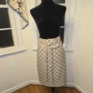 Classic Concepts Skirt 3XL Beige Gray Geometric Print‎ Tie Waist Career NWT